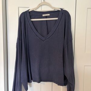 We The Free Long Sleeve V-Neck Top in Dark Blue